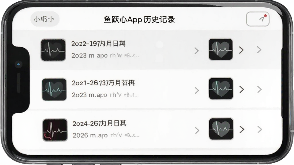 һ����Ծ�ĵ�App��ʷ��¼ҳ��Ľ�ͼ���ͼ������չʾ�ֻ���Ļ�ϵļ�¼�б���ÿ����¼�������ڡ�ʱ���һ��΢�����ĵ粨��ͼ�꣬�б��������룬����ɾ���������ǳ��ɫ������ƽ����ƣ���������������Ԫ�ء�