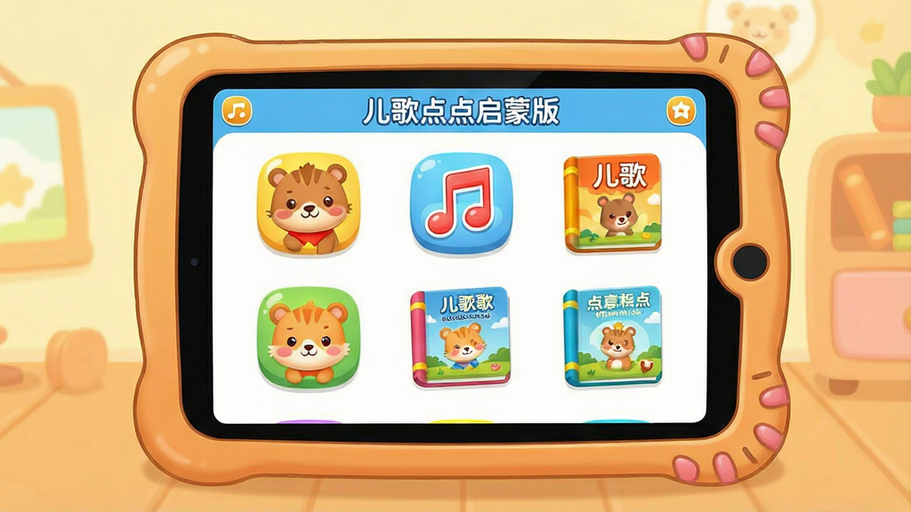 һ��չʾ���������ɰ�App����ȫò��ͼƬ������������һ����ͨ���Ķ�ͯƽ����ԣ���Ļ����ʾ�Ŷ��������ɰ�ı�־�Խ��棬�������пɰ��Ŀ�ͨ����ͼ�ꡢ�������ź͹�������棬�����������Ű������죬�������ů���õĶ�ͯ�廭�磬ϸ���ϴ�����͵�Բ�Ǻ�������ɫ�ʣ����ʸɾ��������޶�������Ԫ�أ�ͼƬ�д������֡����������ɰ桱��