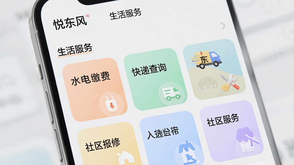 �ֻ�����չʾ���ö��硱APP�ڡ�������񡱰�飬�������Ƭ�������У�������ˮ��ɷѡ�������ݲ�ѯ�������������ޡ��ȣ���Ƭ����Բ�Ǿ��Σ���ɫ��ͣ�����Ϊǳ��ɫ�����沼�����������ֱ�ǩ��Ŀ���ִ���ƽ��񣬻��ʸɾ��޶���Ԫ��