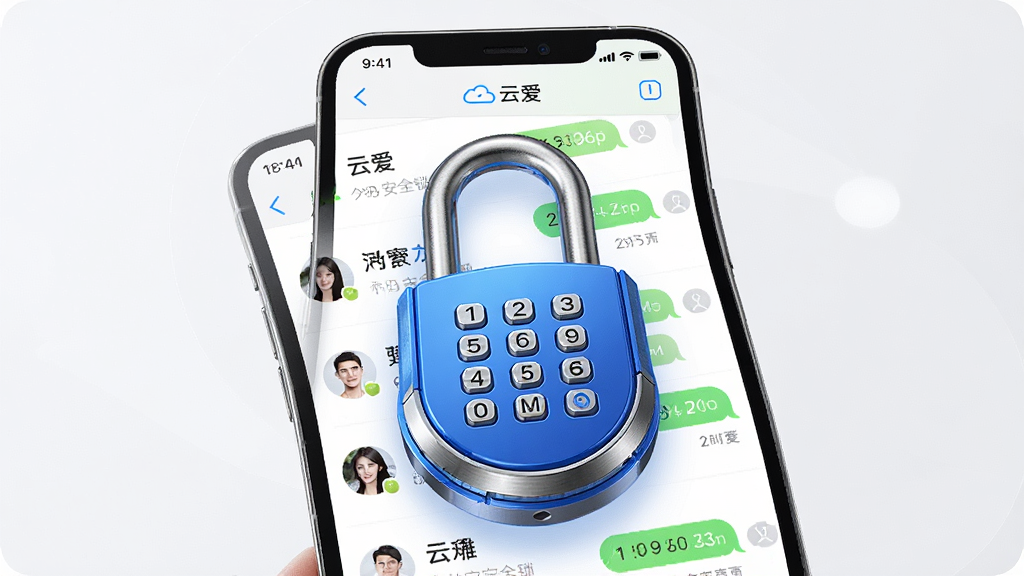 һ��չʾ���ư���App��˽��ȫ�����ܵ�ͼƬ���������ֻ���Ļ��ʾһ����ɫ������������ͼ�긲���������б��ϣ����ֲ��þ��жԳ��Ű棬���Ϊ��ȫ�ɿ��Ƽ��磬ϸ�������ߴ��н����ʸУ����ʸɾ��������޶���Ԫ��