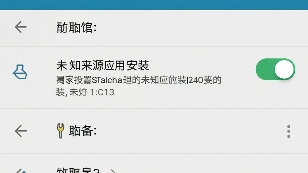 һ������App�ڰ�׿�ֻ��ϵİ�װȨ�����ý��棬������ʾ�ֻ�����ҳ��ġ�δ֪��ԴӦ�ð�װ�����ش��ڿ���״̬���Ա�����ʾ����˵�������岼��Ϊ���͵İ�׿�����б���ʽ������࣬ϸ����ͼ�����������ʸɾ����޶���Ԫ��