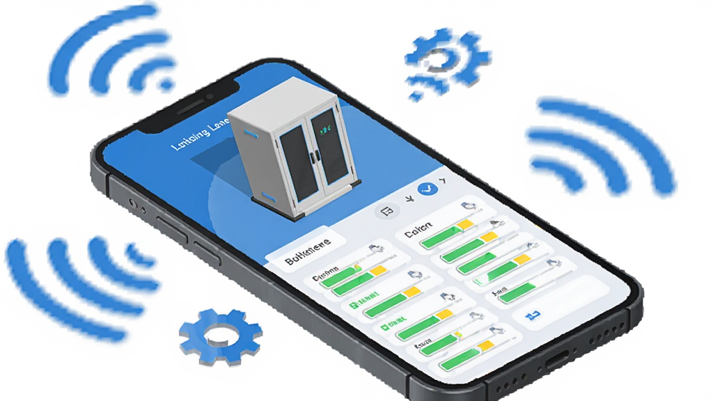 һ��չʾ�����Ӫ�豸�������ܵĲ廭��������һ���ֻ���Ļ��ʾ�Ż�����3Dģ�ͺ͵���б���ÿ�����Ա�����ɫ���ɫ�ĵ��������ֻ���Χ�������źŲ���ͼ��ͳ���ͼ�꣬����Զ�̿��������ܹ��������������ɫ������ɫ�Ͱ�ɫΪ������������������Ԫ��