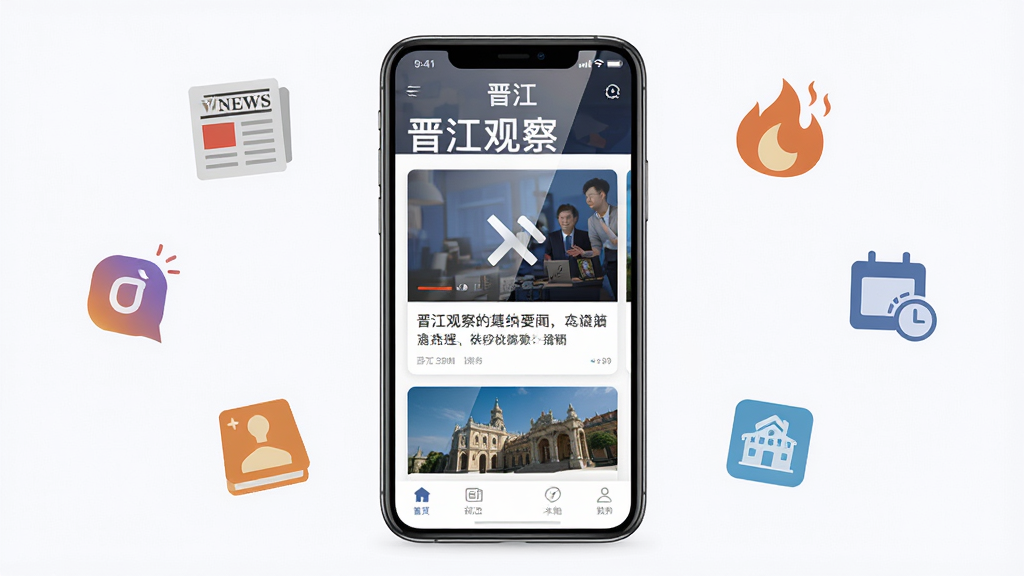 ������һ�������ֻ���Ļ����Ļ����ʾ�������۲족APP����ҳ���棬�����Ű������������С��������������м���ͼ�Ĳ�ï��������Ѷ��Ƭ���ײ��е����������ֲ��þ��й�ͼ���ֻ���Χɢ����һЩ�������š��ȵ㡢���ص�ͼ��Ԫ�ء����Ϊ�ִ���ƽ��UI��ƣ�ϸ������Ļ����΢���⣬�����Ǹɾ��Ĵ�ɫ�����ʸ��壬�޶���Ԫ�ء�