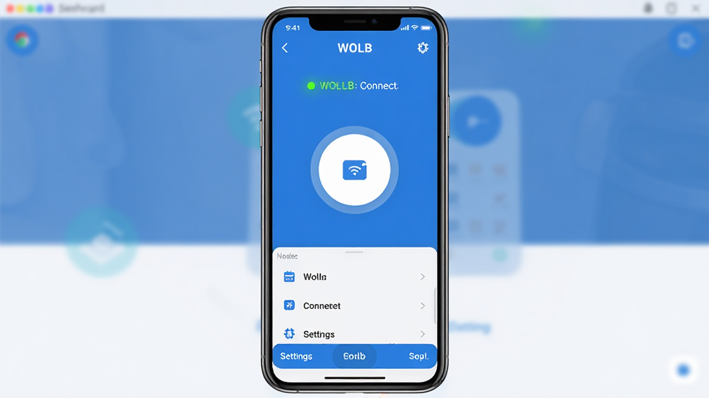 WOLB����������ȫòչʾ�������������ֻ���Ļ����Ļ����ʾWOLBӦ����ҳ�棬����������״ָ̬ʾ�ƣ��м��Ǵ��Բ�����Ӱ�ť���ײ��ǽڵ��б���������ڣ�������ɫ����Ϊ����������ִ������������ɾ����޶���Ԫ��