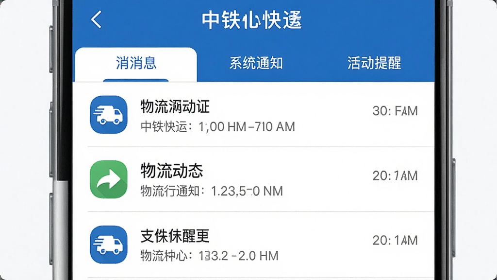 ��������APP��Ϣ���Ľ��棬�ֻ���Ļ��ʾ��Ϣ�б�������������̬��ϵͳ֪ͨ������������ǩҳ��ÿ����Ϣ����ж�Ӧͼ�꣬�Ҳ���ʾʱ�䣬�б���֮���зָ��ߣ����岼�ֹ��������ͳһΪ������ɫ�����������׶������ʸɾ��޶���װ�Ρ�