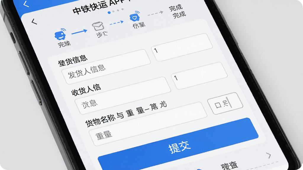 ��������APP�����µ�ҳ�棬�ֻ���Ļ��ʾ�����˵���д���棬������������Ϣ���ջ�����Ϣ����������������������򣬵ײ���һ����Ŀ����ɫ�ύ��ť��ҳ�涥���в�����ʾ����ʾ����ɵĲ��裬������Ƽ�࣬�����������룬�������������ʸ��壬����Ϊǳ��ɫ��