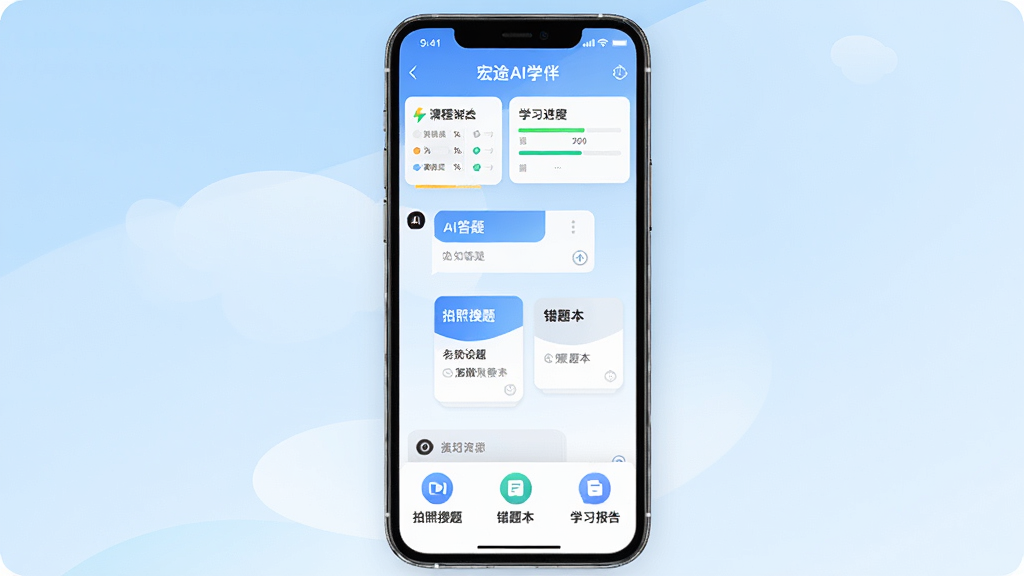 ��;AIѧ�� ������չʾ���ֻ���Ļ������ʾ����;AIѧ�顱APP�ĶԻ�ʽѧϰ���棬�Ϸ��пγ̱���ѧϰ���������м���AI���ɶԻ�����֪ʶ�㿨Ƭ���·�Ϊ�������⡢���Ȿ��ѧϰ��������������ڣ�����Ϊǳ��ɫ���䣬������¼�࣬ϸ�ڸɾ��������������޶���Ԫ��