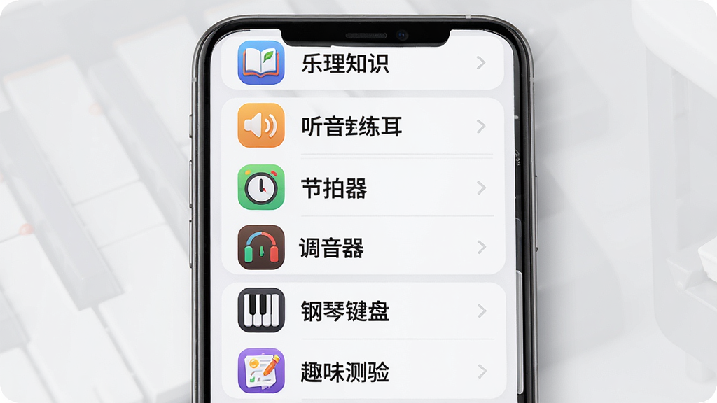 �������� ������������ ������һ���ֻ���ĻչʾApp�Ĺ��ܲ˵����˵������������֪ʶ���������������������������������������ټ��̡���Ȥζ���顱��ÿ���˵����Ա߶��ж�Ӧ�Ĳ�ɫͼ�꣬�������룬���ͳһ��ɫ�ʷḻ�������ۣ�����Ϊǳ��ɫ��ϸ�ھ��£����ʸɾ����޶���Ԫ�ء�