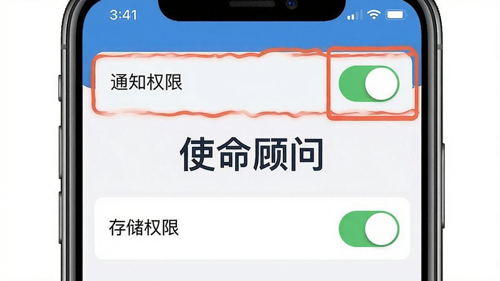 ʹ������App�������ý����ͼ����������ʾ�ֻ���Ļ�ϵ�Ȩ������ҳ�棬�ص��ע��֪ͨȨ�ޡ��͡��洢Ȩ�ޡ��Ŀ��أ����������С�ʹ�����ʡ����ֱ�ʶ���������ֱ�ۣ����ʸɾ�