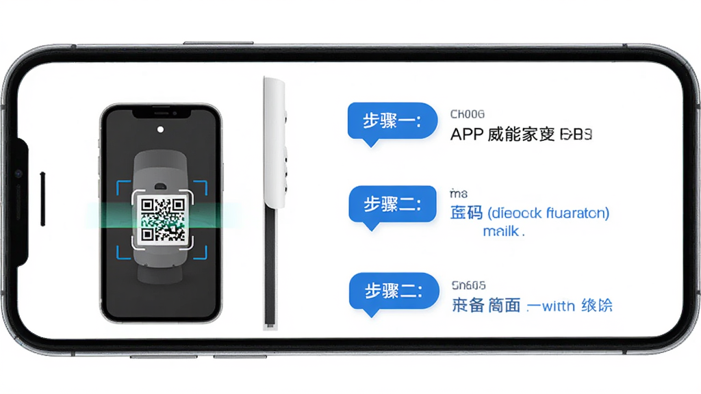 ���ܼ�APP�豸���������棬�ֻ���Ļ��ʾɨ�������豸�Ĳ���ͼ�����ֻ�ɨ���豸��ά���ʾ��ͼ���Ա���������ʾ����һ���������������ɫ����������������ʸɾ�