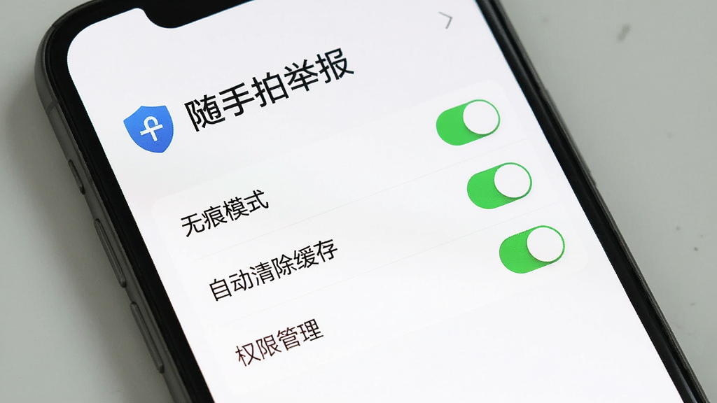 �����ľٱ�App��˽���ý��棬�ֻ���Ļ��ʾ���ذ�ť�б����������޺�ģʽ�����Զ�������桱��Ȩ�޹�������ѡ����涥���С������ľٱ�������Ͷ��ư�ȫͼ�꣬����Ϊ��ɫ����������������Լ��ȫ�����ʸɾ����޶���װ��