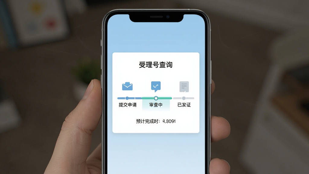 ��������Ȩ������������Ȳ�ѯ���棬�ֻ���Ļ������ʾ��ѯ�����Ƭ����Ƭ����д�������Ų�ѯ�����м���ʾ�������������׶Σ��ύ���롢����С��ѷ�֤����ǰ�����ڡ�����С����·���Ԥ�����ʱ�����֣�����ǳ�����䣬ͼ���࣬��ƽ��񣬻��ʸɾ��޶���Ԫ�ء�