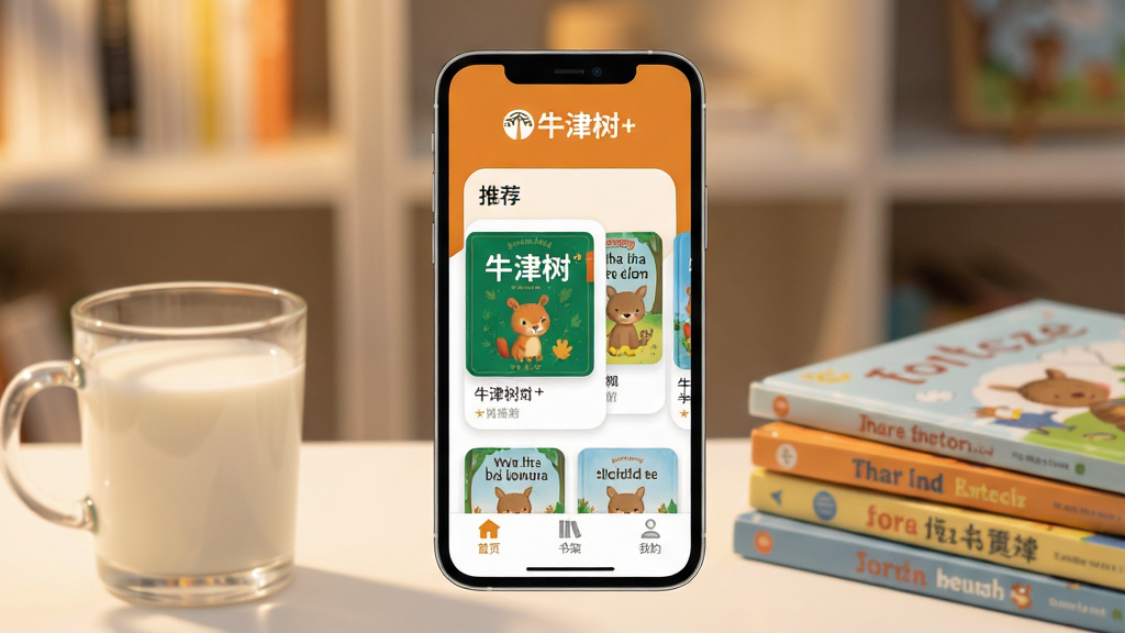һ���ֻ���Ļ��������ʾ��ţ����+��APP�������ͼƬ����������ů�ĳ�ɫ�Ͱ�ɫΪ��ɫ���������С�ţ����+����Logo��ʶ���м��ǻ汾���濨Ƭʽ���е��Ƽ����򣬵ײ��С���ҳ������ܡ����ҵġ�����������ǩ�����岼�ּ������������ִ���ƽ��ϸ��Բ�󣬻��ʸɾ��޶���Ԫ�أ���������͵��鷿���ߣ��Ա߷���һ����ţ�̺�һ����ͯ�汾��������ܰ��Ȼ��