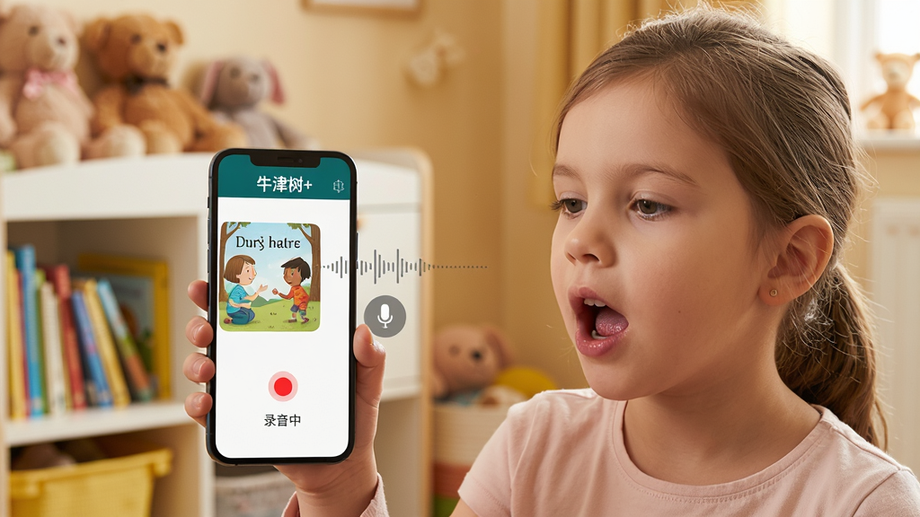 һ��չʾ��ţ����+��APP�������ܵ�ͼƬ��������һ��СŮ�������ֻ����ֻ���Ļ����ʾ��ţ����+���ĸ������棬����ǻ汾��ͼ���Ҳ�����Ƶ���κ���˷簴ť����Ļ����ʾ��¼���С��ĺ�ɫԲ�㣬СŮ�����΢�����ڸ�������������ܰ�Ķ�ͯ��������ܺ�ë����ߣ����������ů�����ʸɾ��޶���Ԫ�أ������Ȼдʵ��