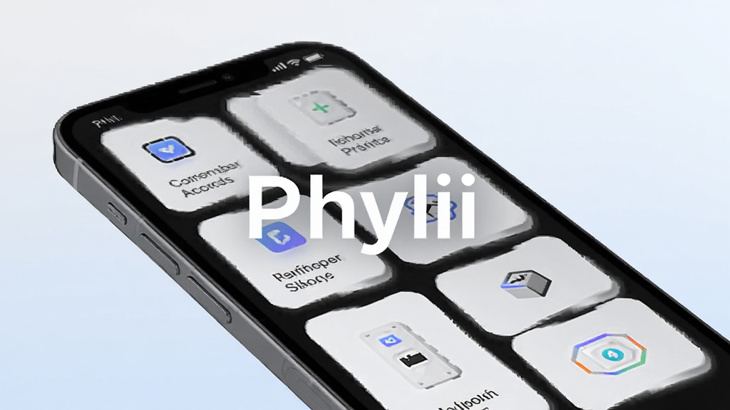 Phylii����ģ��չʾͼ���������ֻ���Ļ��д������Ϊ���ܿ�Ƭ�������У��Ű����룬����Լ�Ƽ��У�ϸ����ʾ����ͼ������ֱ�ǩ�����ʸɾ��޶���Ԫ�أ�����Ϊǳɫ���䣬ͻ��Phylii����