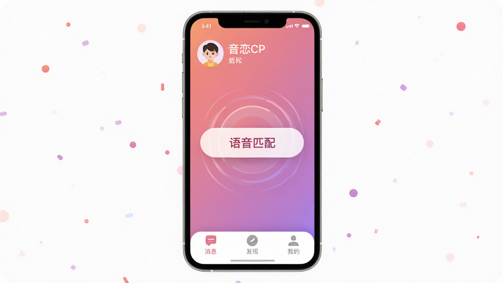 ����CP ����������ȫòչʾ���ֻ���Ļ���沼�֣�������ʾ�û�ͷ����ǳƣ��м�����Ŀ������ƥ�䰴ť�Ͷ�̬����Ч�����ײ�Ϊ��Ϣ�����֡��ҵ�����ѡ������������ů�ķ���ɫ����ɫ��������ɾ���࣬���ֱ�ǩ��ȷ������ִ���ƽ����ϸ��Բ�󣬻��������޶���Ԫ��