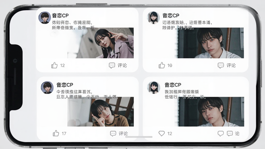 ����CP ��̬�㳡���棬�ֻ���Ļ��ʾ���»����Ķ�̬��Ƭ��ÿ�ſ�Ƭ�����û�ͷ���ǳơ���̵�����������һ����ͼ���ײ��е��޺�����ͼ�꣬����Ϊǳ��ɫ������ɾ����࣬���������ɶ�������ִ���Լ�����������޶���Ԫ��