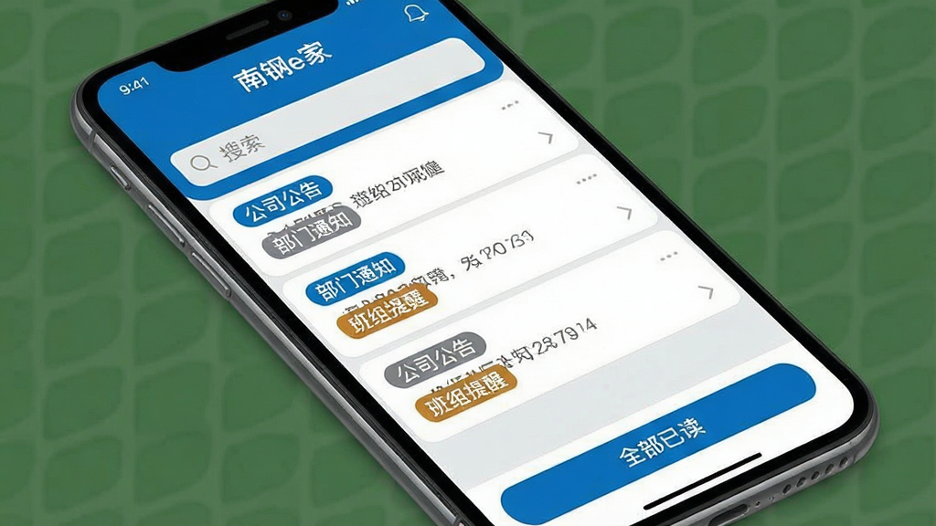 һ�š��ϸ�e�ҡ�App��Ϣ֪ͨ������ֻ���ͼ��������Ļ��ʾ֪ͨ�б���ÿ��֪ͨ���С���˾���桱������֪ͨ�����������ѡ��ı�ǩ�������������򣬵ײ��С�ȫ���Ѷ�����ť����������������࣬��ɫΪ���׻ң����������ɱ棬���ʸɾ����޶���Ԫ�ء�