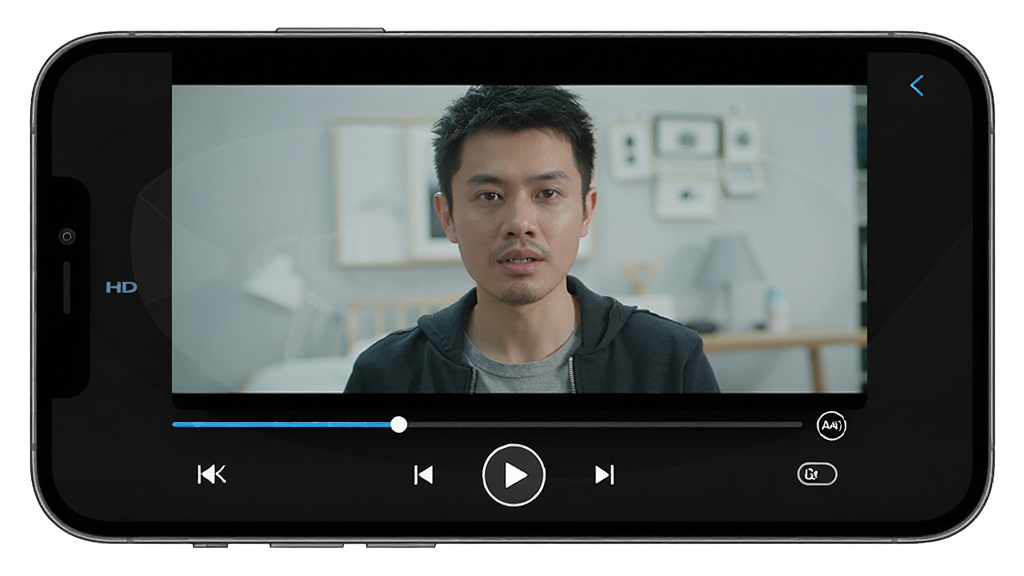 һ��չʾHD dragon���������Ľ����ͼƬ����������Ϊ�ֻ���Ļ�����ڲ��Ÿ�����Ƶ����Ļ�·��в��Ž������͹��ܰ�ť�����ּ����У��Ű�����ɫ����������Ƶ���棬����ִ��Ƽ��У�ϸ����ͻ�����Ű�ť�ͻ����л�ͼ�꣬���������ɾ��޶���Ԫ��