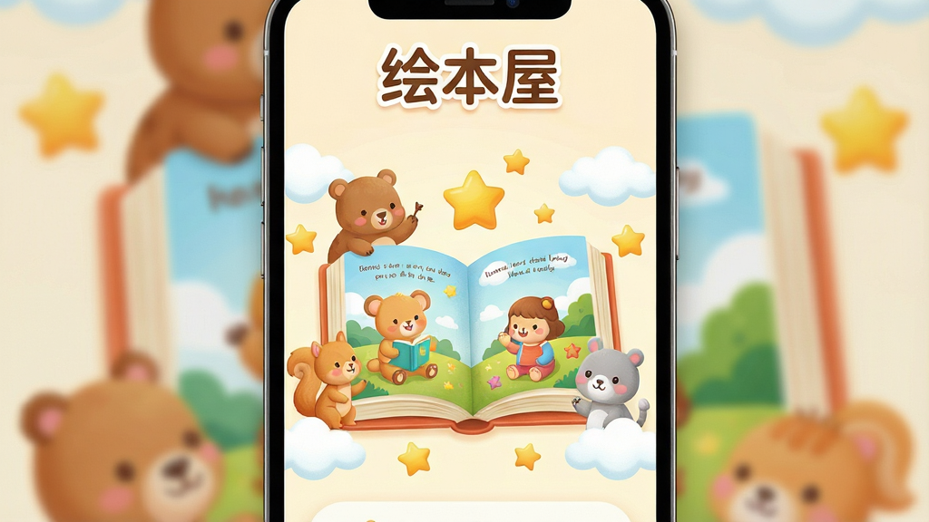 һ��չʾ��ͯ�汾�Ķ�App��������ͼƬ������������һ�������Ĳ�ɫ�汾����Χ�����ſ�ͨ������Ǻ��ƶ�Ԫ�أ�������
