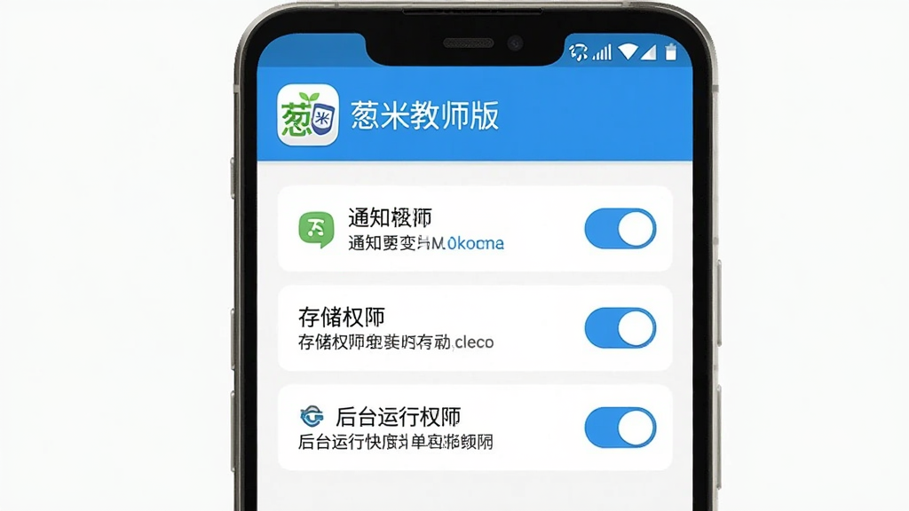 ���׽�ʦ�氲װ��������ͼ������չʾһ����׿�ֻ���Ļ����Ļ���Ǵ��׽�ʦ��APP��Ȩ������ҳ�棬��ʾ֪ͨȨ�ޡ��洢Ȩ�ޡ���̨����Ȩ����������ѡ�ÿ��ѡ����������˵�������涥���д��׽�ʦ��ͼ������ƣ�����������ֱ�ۣ�������ɫ�����ʸɾ�