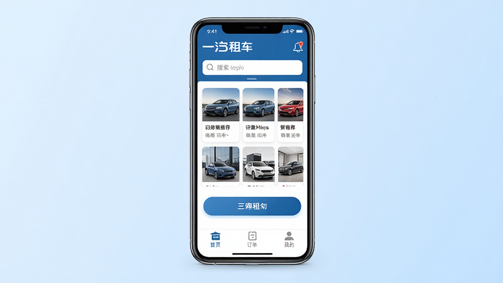 һ���⳵APP������ȫòչʾ������������һ�������ֻ�����Ļ����ʾһ���⳵��ҳ�������г��ж�λ���������м��ǳ����Ƽ���Ƭ���⳵��ť���ײ�Ϊ��ҳ���������ҵ�����������ǩ������Ϊǳ��ɫ���䣬����ִ���ƽ����ϸ�����������ʸɾ����޶���Ԫ��
