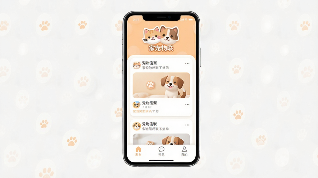 һ��չʾ�ҳ�����������������ֻ�����ͼ�������������ֻ���Ļ����Ļ����ʾ�ҳ�������������ҳ�������пɰ���è��ͷ��ͼ��͡��ҳ����������ֱ�ʶ���м��ǳ��ﶯ̬��Ϣ����Ƭ���ײ��Ƿ�������Ϣ���ҵ�����������ť�����岼�������������ů���ã���ɫ��ǳ��ɫ�Ͱ�ɫΪ����ϸ��Բ�󣬻��ʸɾ��������޶���Ԫ��