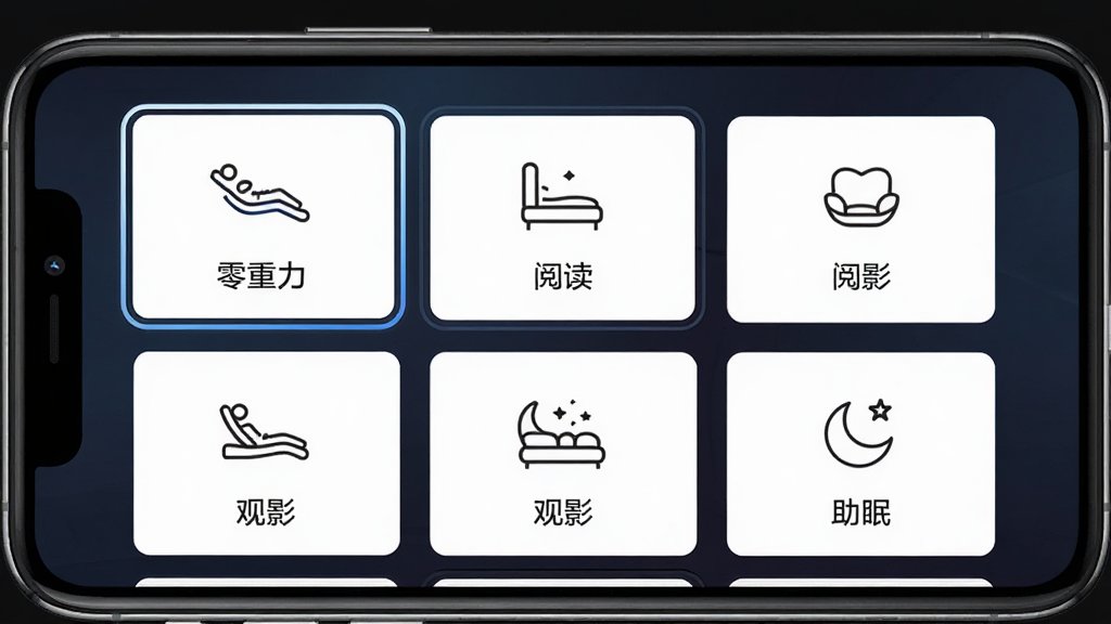 ��ɶ�ibedӦ�ó���ģʽѡ����棬�ֻ���Ļ��ʾ���������Ƭ�������������������Ķ�������Ӱ�������ߡ��ȣ���Ƭ���м�������ͼ������ı�ǩ������Ϊ��ɫ���䣬ѡ��״̬�и����߿��������ƽ�������ʸɾ���������Ԫ��
