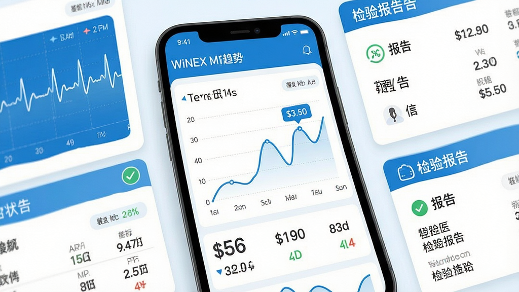 һ��WiNEX MY�ٴ����ݿ������չʾͼ����������Ϊ�ֻ���Ļ�ϵ���������ͼ�ͼ��鱨�濨Ƭ������Ϊ�ֻ����С�����ͼ�����ƣ��Ű�Ϊ��Ϣ���ӻ���񣬷��Ϊ��ˬҽ�����׵���ϸ�ڰ����������ߡ�ָ����ֵ��ǩ�ͱ���״̬ͼ�꣬���������ɾ��޶���Ԫ��