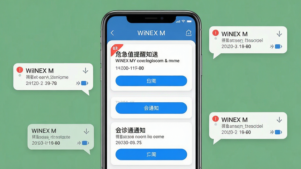 һ��WiNEX MY��Ϣ֪ͨ���Ľ����ͼ���չʾͼ����������Ϊ�ֻ���Ļ��ʾΣ��ֵ���Ѻͻ���֪ͨ��Ƭ������Ϊ�ֻ����С�֪ͨ���ݵ�׺���ܣ��Ű�Ϊ��Ƭʽ�б������Ϊ����ƽ����ƣ�ϸ�ڰ�����ɫ���ѽǱꡢ��ɫ������ť��������ʱ��������ʸ���ɾ��޶���Ԫ��