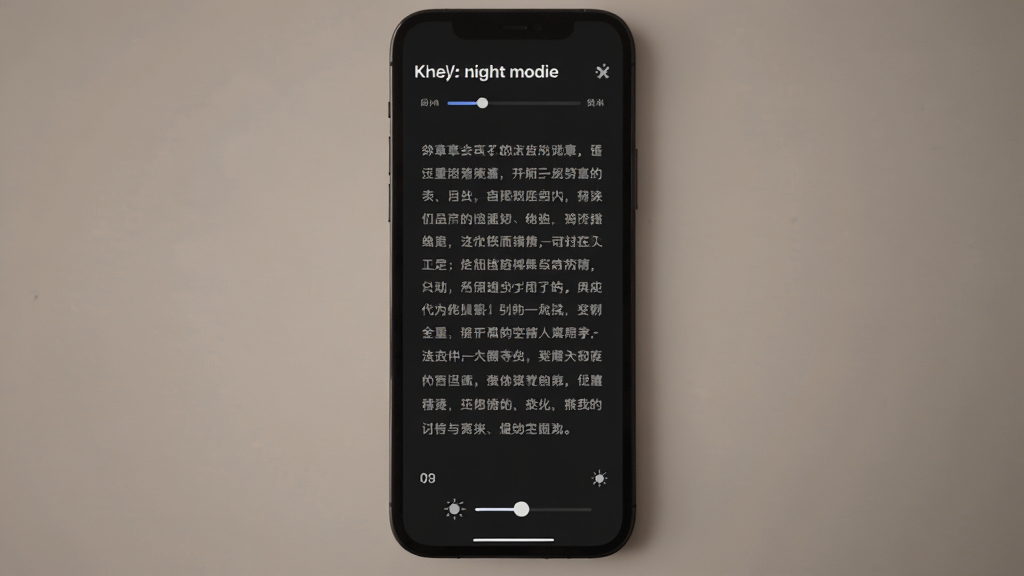 KRed�Ķ���ҹ��ģʽ�Ķ����棬�ֻ���Ļ��ʾ��ɫ�����ϵ�С˵���ģ�����Ϊǳ��ɫ���Ű����ʣ��������½ڱ���ͽ��������ײ���ҳ������ȵ��ڻ��飬�����Χ������ͣ�����ɾ���࣬�޶���װ��Ԫ��