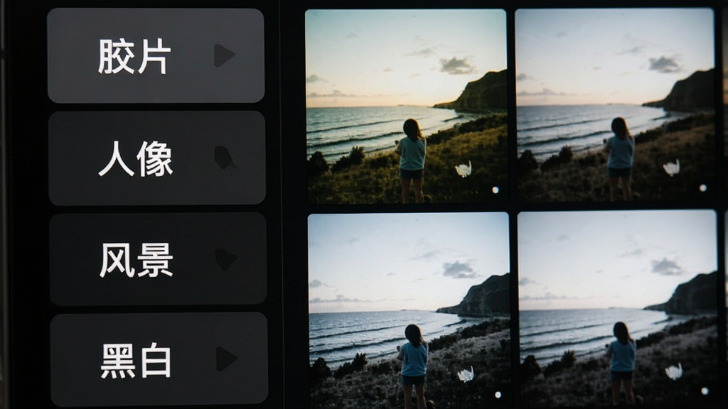 һ��չʾԭ������˾�ѡ��������дͼ����Ļ���������ʾ�š���Ƭ�������񡹡��羰�����ڰס����˾������ǩ���Ҳ���ͬһ���������ò�ͬ�˾���ĶԱ�����ͼ�������Ű����������ֱ�ǩ��ȷ������ƽ����ƣ����ʸɾ�