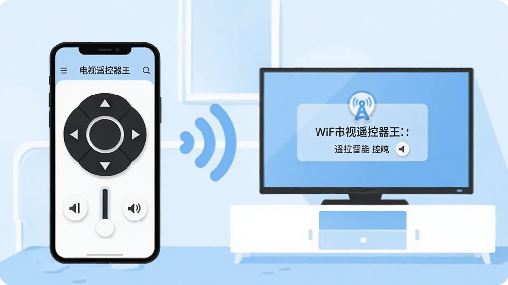 һ��չʾ������ң��������WiFi����ң�س�����ͼƬ��������һ���ֻ���һ̨���ܵ���ͨ��WiFi�ź�ͼ���������ֻ���Ļ����ʾ����ң�ؽ��棬����������������������ڻ��飬������Ļ��ʾ���ӳɹ�����ʾ�����岼�����ҶԳƣ����Ϊ�ִ���Լ�廭��ɫ����ǳ���Ͱ�ɫΪ����ϸ�ڸɾ��������������޶���Ԫ��