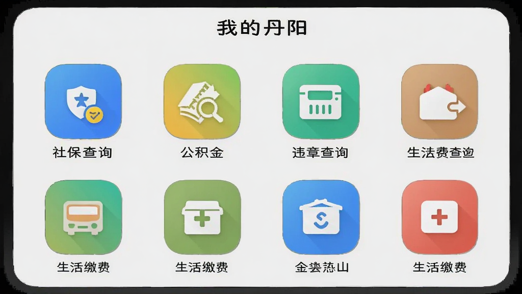����Ϊ���ҵĵ�����App�ķ���ҳ���ͼ���չʾ��ҳ���������������籣��ѯ��������Υ�²�ѯ������ɷѵ�ͼ�꣬ͼ����ͳһΪԲ�Ǳ�ƽ��������Ϊǳ��ɫ�����岼���������򣬻��ʸɾ����޶���Ԫ��