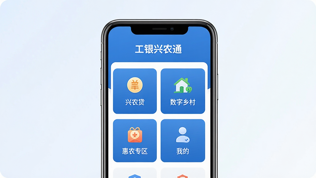 һ��չʾ������ũͨApp���Ľ�����ֻ�����ͼ���ֻ���Ļ������ʾ��ɫ��ɫ������ҳ�������С�������ũͨ��������ҳ���������ũ������������塱����ũר�������ҵġ���ͼ��ģ�飬�����Ǹɾ���ǳɫ���䣬����ִ���࣬�����������޶���Ԫ��