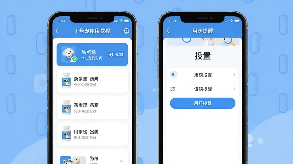 1�ų�ҩApp����ʹ�ý̳̽���չʾ���ֻ���Ļ��ʾҩƷ�����б�����ҩ��������ҳ�棬��ɫ��ɫ������ƽ����Ʒ�񣬽���ɾ�����
