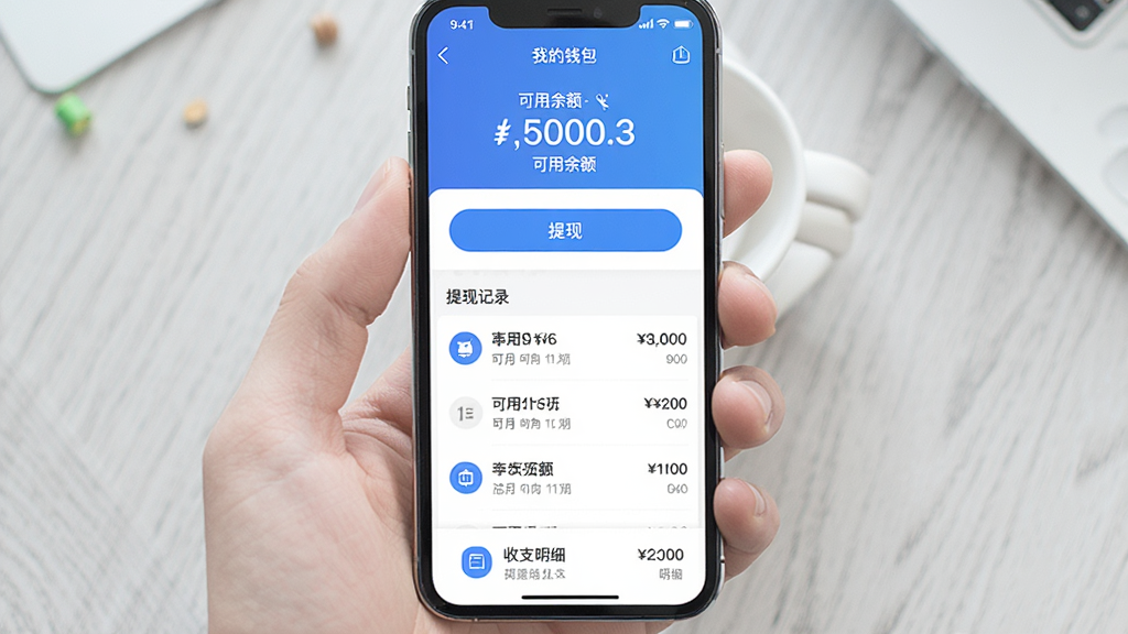 һ���ֻ�Ӧ��Ǯ��ҳ��չʾͼ������Ϊ�Ƶ�APP�ġ��ҵ�Ǯ�������棬������ʾ����������֣��м������ְ�ť�����ּ�¼�б���ÿ����¼����ʱ��ͽ��ײ�����֧��ϸ��ڣ�������ɫΪ������䣬ͼ����Ƽ�࣬�Ű湤��������ִ���ƽ�������������ɾ�