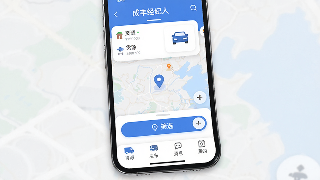 �ֻ���Ļչʾ���ɷᾭ���ˡ�APP�����棬������ɫ��������ʾ��Դ�б��ͳ���ͼ�꣬�м��ǵ�ͼ��λ��ɸѡ��ť���ײ�Ϊ��Դ����������Ϣ���ҵ��ĸ�������ǩ������ɾ����࣬����ִ���ƽ��ϸ��Բ�󣬻����������޶���Ԫ��