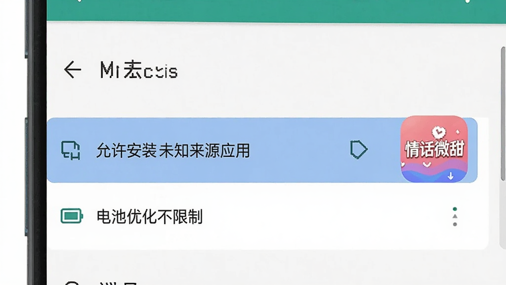 一张手机屏幕展示安卓系统设置界面的示意图,画面中高亮显示