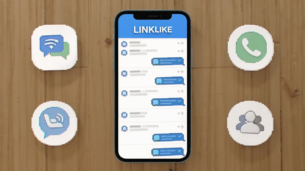 һ��չʾLINKLIKEӦ����������ֻ�����ͼ��������������ˬ������ɫ�����б����棬�����С�LINKLIKE����Logo��������Χ�����Ŵ�����Ϣ�շ�������ͨ�����������ӵļ�Լͼ�꣬�������ִ���ƽ�����ʸɾ��������޶���Ԫ��