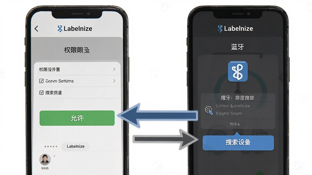 Labelnize����ָ��ʾ��ͼ������չʾ�ֻ���Ļ�ϵ�Ȩ�����ý���������������棬�Ա��м�ͷָ��