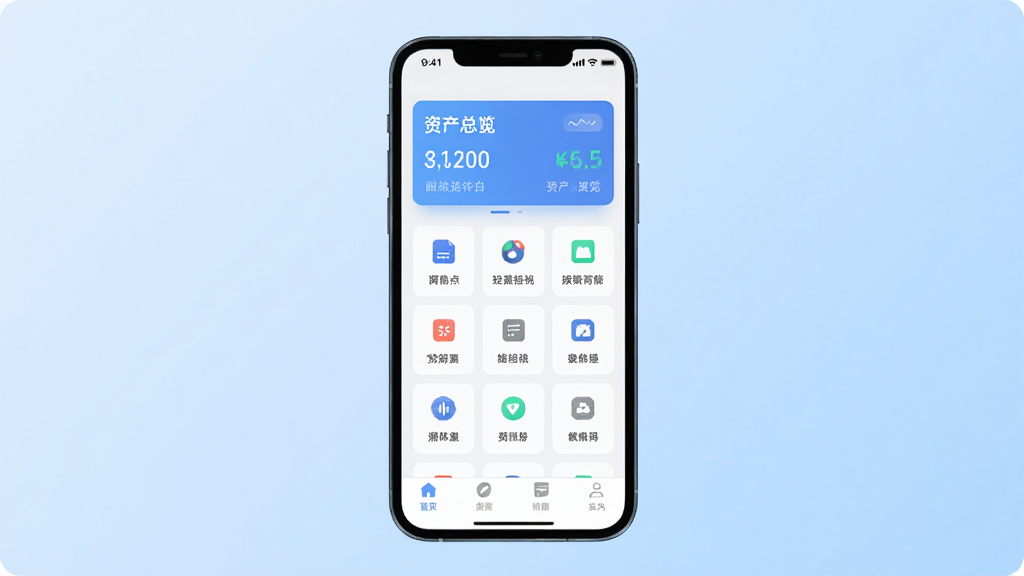 һ��չʾ��ŷ�Ƹ�APP���������ֻ�����ͼ���ֻ���Ļ������ʾ��ҳ���֣��������ʲ�������Ƭ���м��ǹ���ͼ����󣬵ײ�Ϊ������������Ϊǳ��ɫ���䣬������ִ���ƽ�������ʸɾ��������޶���װ��Ԫ��