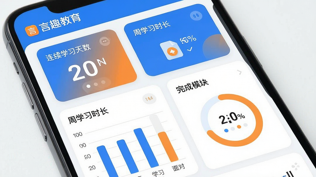 ��Ȥ����App���ݿ���ҳ�棬�ֻ���Ļ��ʾѧϰͳ��ͼ������������ѧϰ�������ֿ�Ƭ����ѧϰʱ����״ͼ�����ģ�黷�ν���ͼ����ɫ����ɫ�ͳ�ɫ��׺�����ֹ��������ֱ�ǩ�������������ִ���࣬���С���Ȥ������Ʒ�Ʊ�ʶ�����ʸɾ��޶���Ԫ��