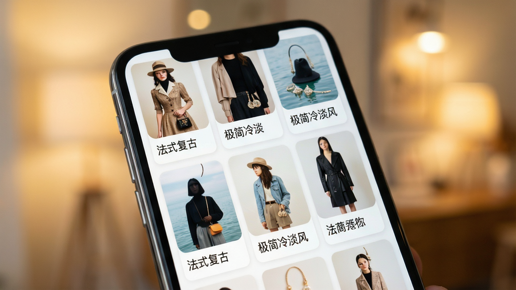 һ��չ�֡��ر���APP�ٲ����������дͼ���ֻ���Ļ�����������е���Ʒ���俨Ƭ��ÿ�ſ�Ƭ�϶�����������ƷͼƬ�ͷ���ǩ���硰��ʽ���š��������䵭�硱���������ǳ����Ч�����ֻ���Ե��������Ļ��������������������ģ��������ů�⻷��������ִ���Լ������ϸ��ɾ�