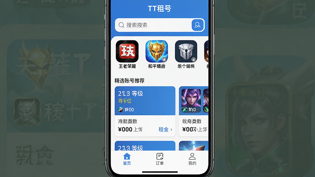 һ���ֻ�Ӧ�ý���չʾͼ�����������ǡ�TT��š�APP����ҳ�������������·�������������ҫ����ƽ��Ӣ��������Ϸͼ�꣬�в��Ǿ�ѡ�˺��Ƽ���Ƭ����Ƭ����ʾ�˺ŵȼ���Ƥ�����������۸񣬵ײ�������Ϊ��ҳ���������ҵ�����ѡ��������������ɫ��������ִ������ʸɾ��������޶���װ��Ԫ��