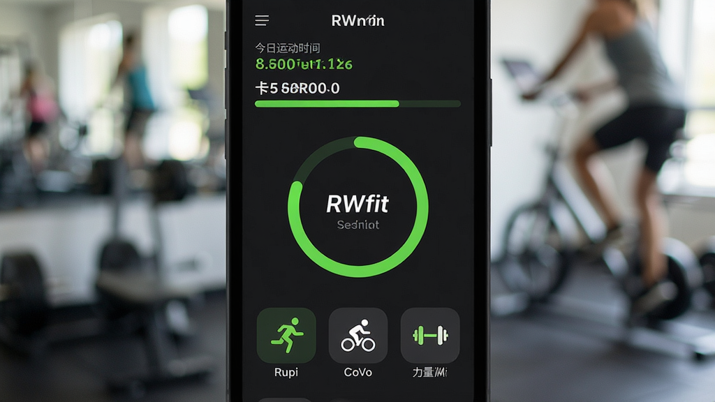 һ��չʾ�˶�����Ӧ��RWfit��������ֻ���Ļ��ͼ����������ɫ��������ӫ����ɫ��������������ʾ�����˶�ʱ�������Ŀ�·��в���Բ���ε��˶�Ŀ����ɽ��ȣ��·��������ܲ������С�����ѵ�����˶�ģʽͼ�꣬����ɾ����࣬UI����ִ���ƽ�����������޶���Ԫ�أ�����ͻ���ֻ���Ļ�뽡�������Ľ��