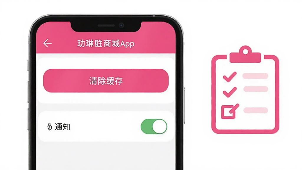 һ���ֻ���Ļ��ʾõ�տ��̳�App������ҳ�棬ҳ������������水ť��֪ͨ����ѡ��Ա�����һ����ѡ�嵥��ʽ��ͼ�꣬���������¼�࣬��ɫ�������ʸɾ��������Ű����������Ԫ��