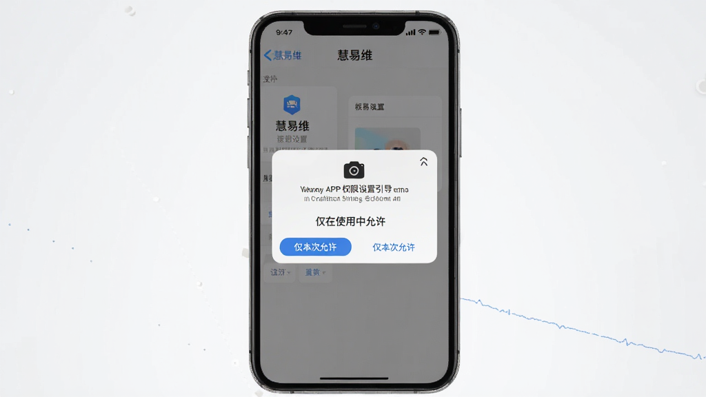 һ��AI���ɵĲ���ʾ��ͼ������չʾ������ά��APP��Ȩ����������ҳ���ֻ���Ļ���뵯�����Ȩ������Ի����·��С�����ʹ�����������͡�������������������ť������Ϊǳ��ɫ���ý��棬��������ˣ������������޶���װ��
