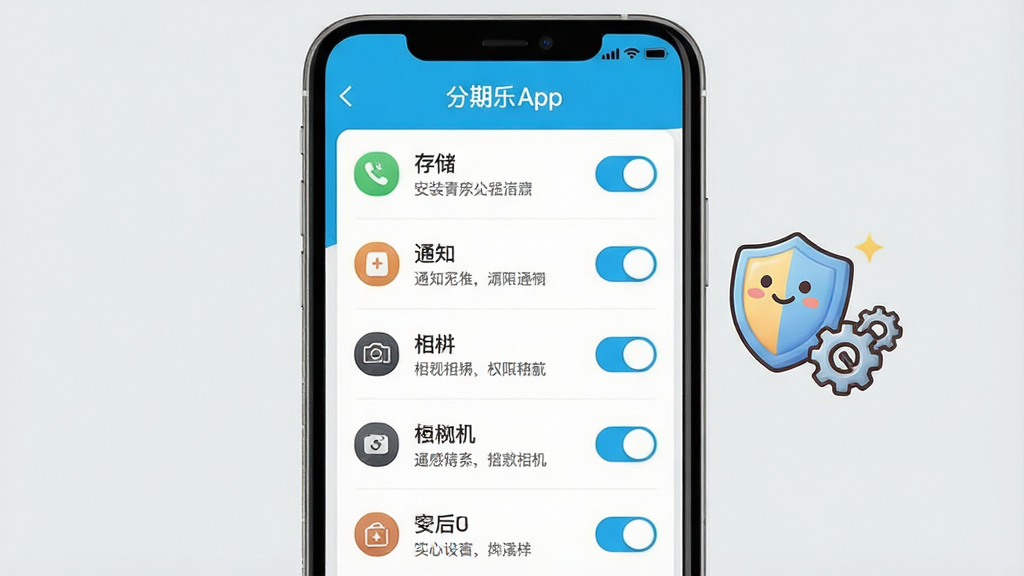 һ��չʾ������App��װ��Ȩ����������ҳ���ֻ�����ʾ��ͼ�������������ֻ���Ļ����Ļ�����б���ʽչʾ�洢��֪ͨ�������Ȩ��ͼ�꼰���ذ�ť��ÿ��Ȩ�����м��˵�����֡��ֻ��Ա���һ����ͨ����С���ƺͳ���ͼ�꣬������ȫ�����á�������ǳ��ɫ����������������ʸɾ������ֱ�ǩ��ȷ���޶���Ԫ�ء�