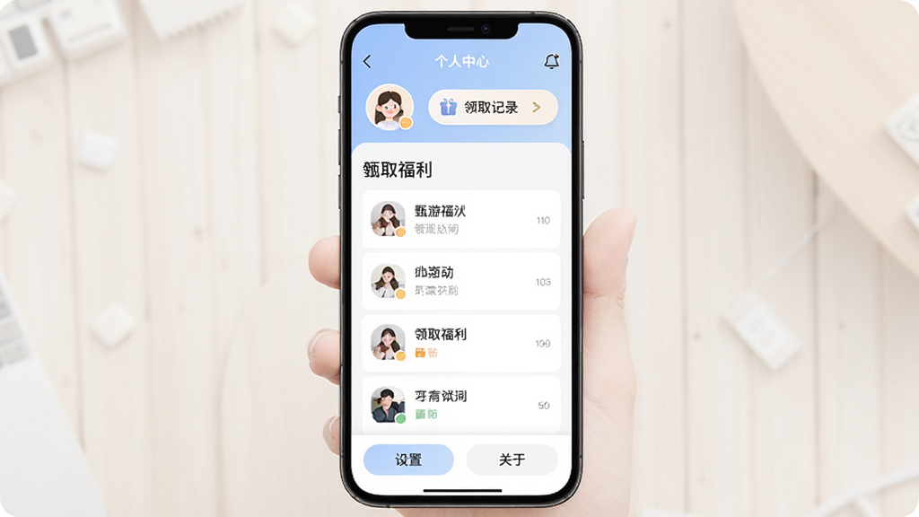 ����չʾ�����λ㡱Ӧ���ڸ�������ҳ�棬������ʾ�û�ͷ�����ȡ��¼��ڣ��в�Ϊ����ȡ�����б���ʱ�����У��ײ������ú͹���ѡ����岼�ּ�࣬��ɫ��ͣ�����ƽ�ִ���ϸ�ڸɾ�����������